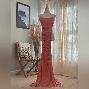 NWT Windsor Rylie Formal Glitter Lace-Up Column Formal Dress Wedding Prom HoCo